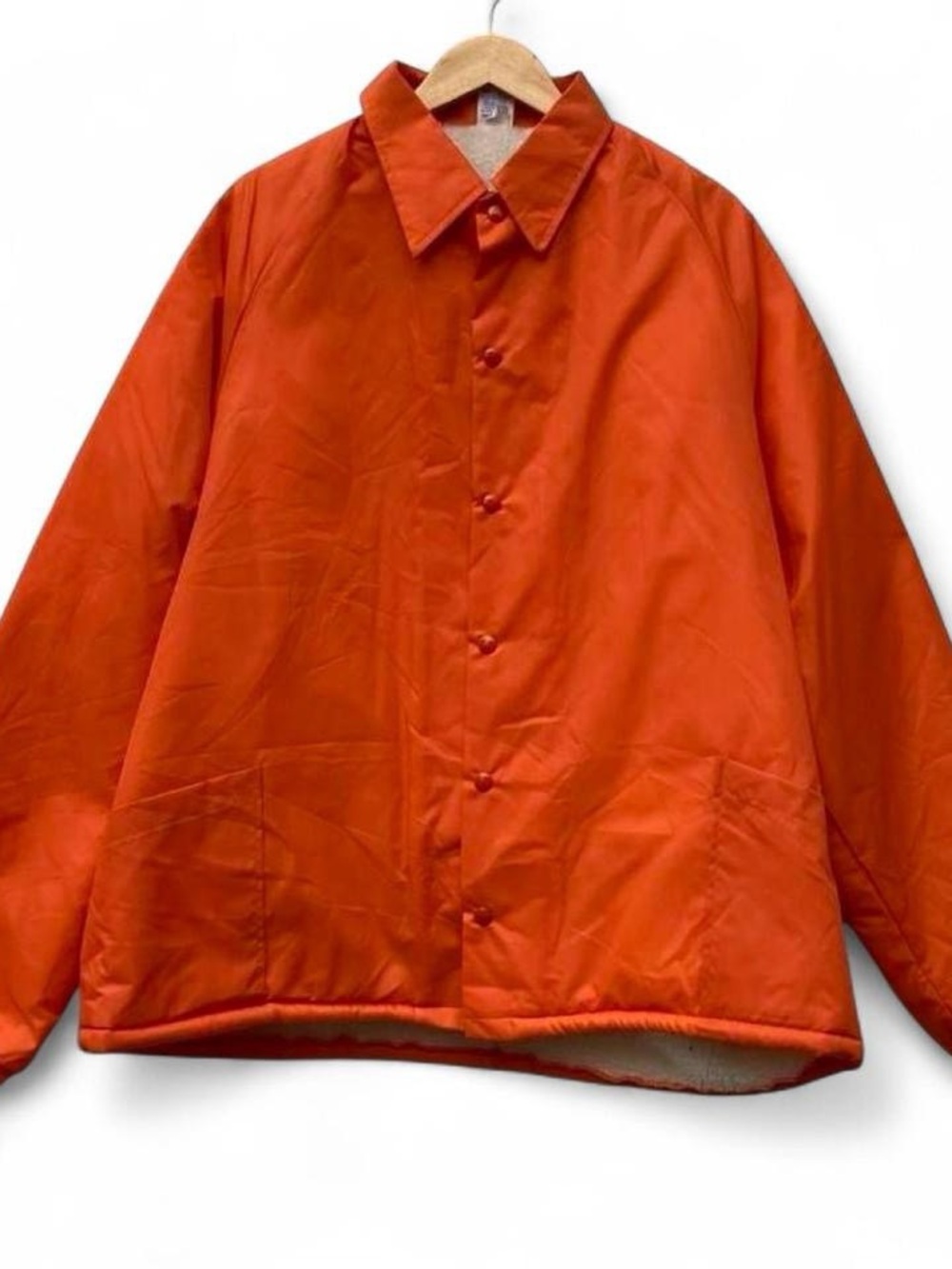 Vtg 70s Streetwear Mens L Sherpa Fleece Lined Coach Coaches Jacket Orange USA